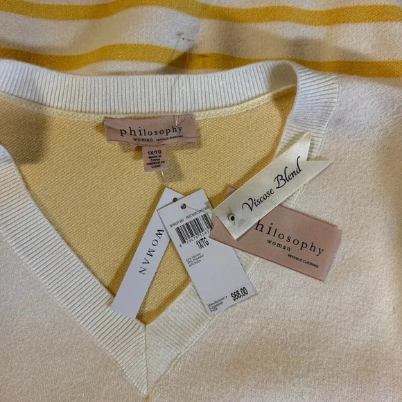 Philosophy Women's Striped V Neck Long Sleeve Pullover Sweater Size 1X NWT - Picture 6 of 14
